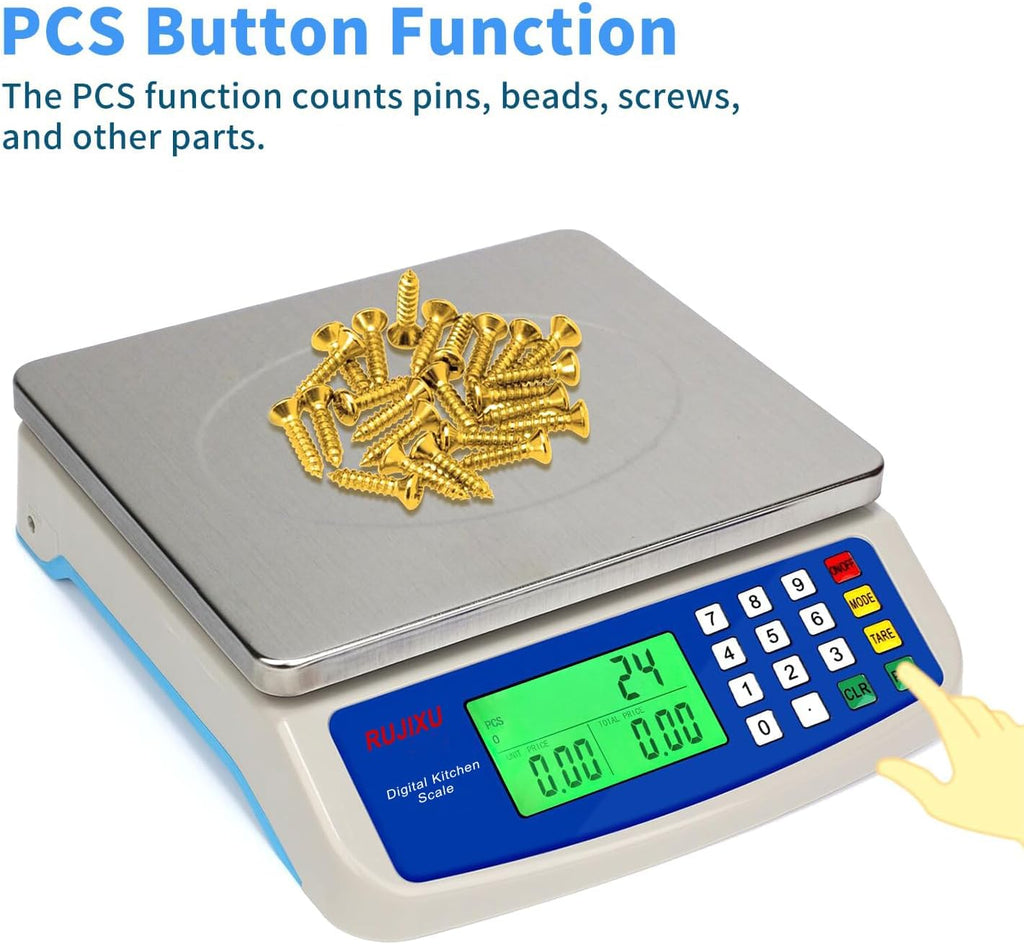 Skiennix Large Digital Kitchen Scale - 30KG Capacity | Stainless Steel, LCD Display for Baking & Food Prep