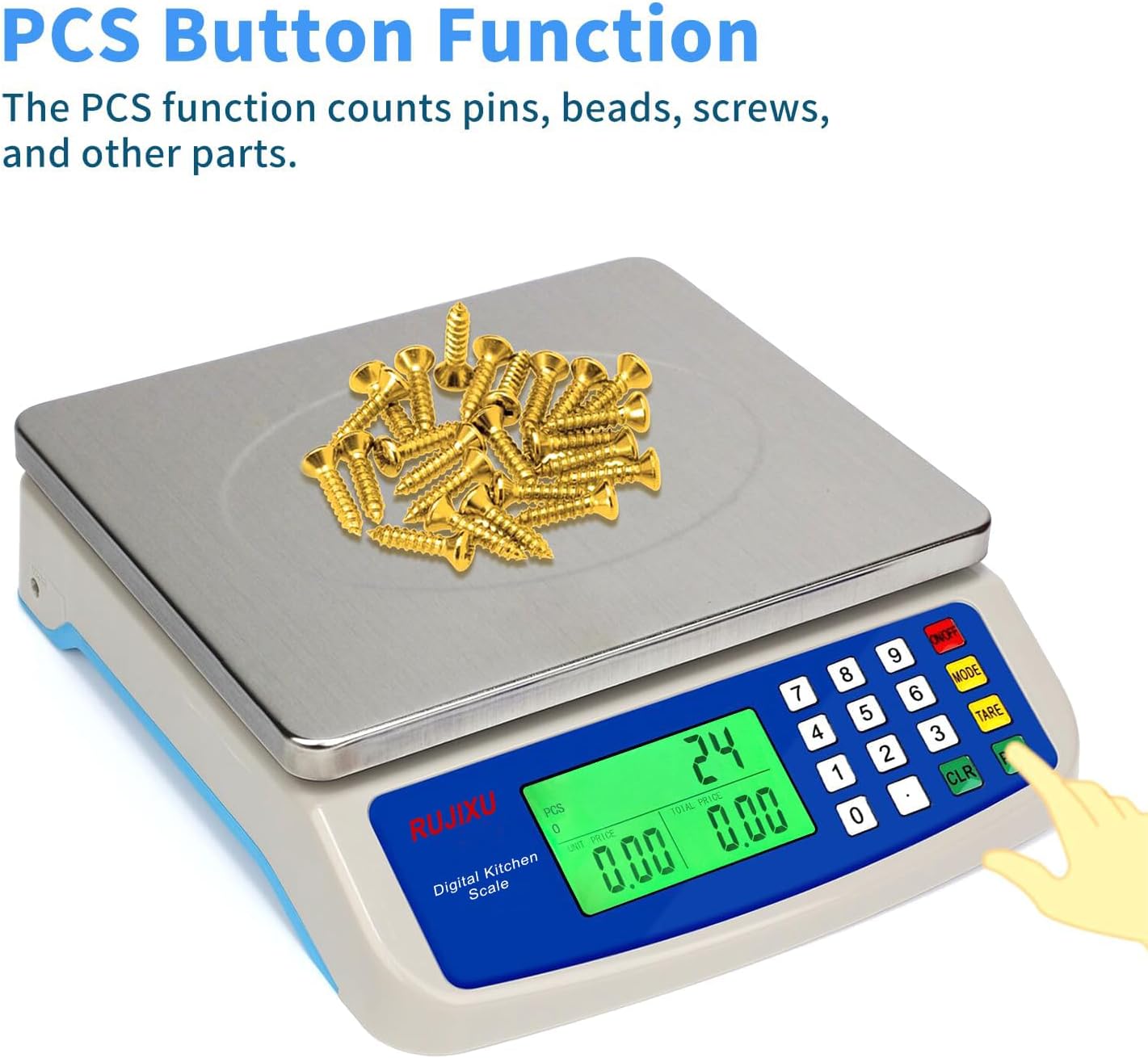 Skiennix Large Digital Kitchen Scale - 30KG Capacity | Stainless Steel, LCD Display for Baking & Food Prep