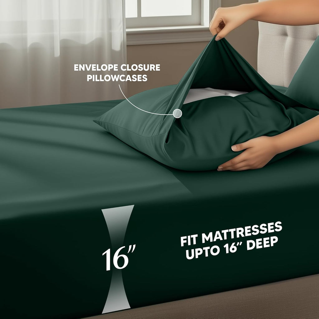 Utopia Bedding Twin Sheet Set - Soft Microfiber 3-Piece Bed Sheets for Twin Size Bed | Oeko-Tex Certified (Emerald Green)