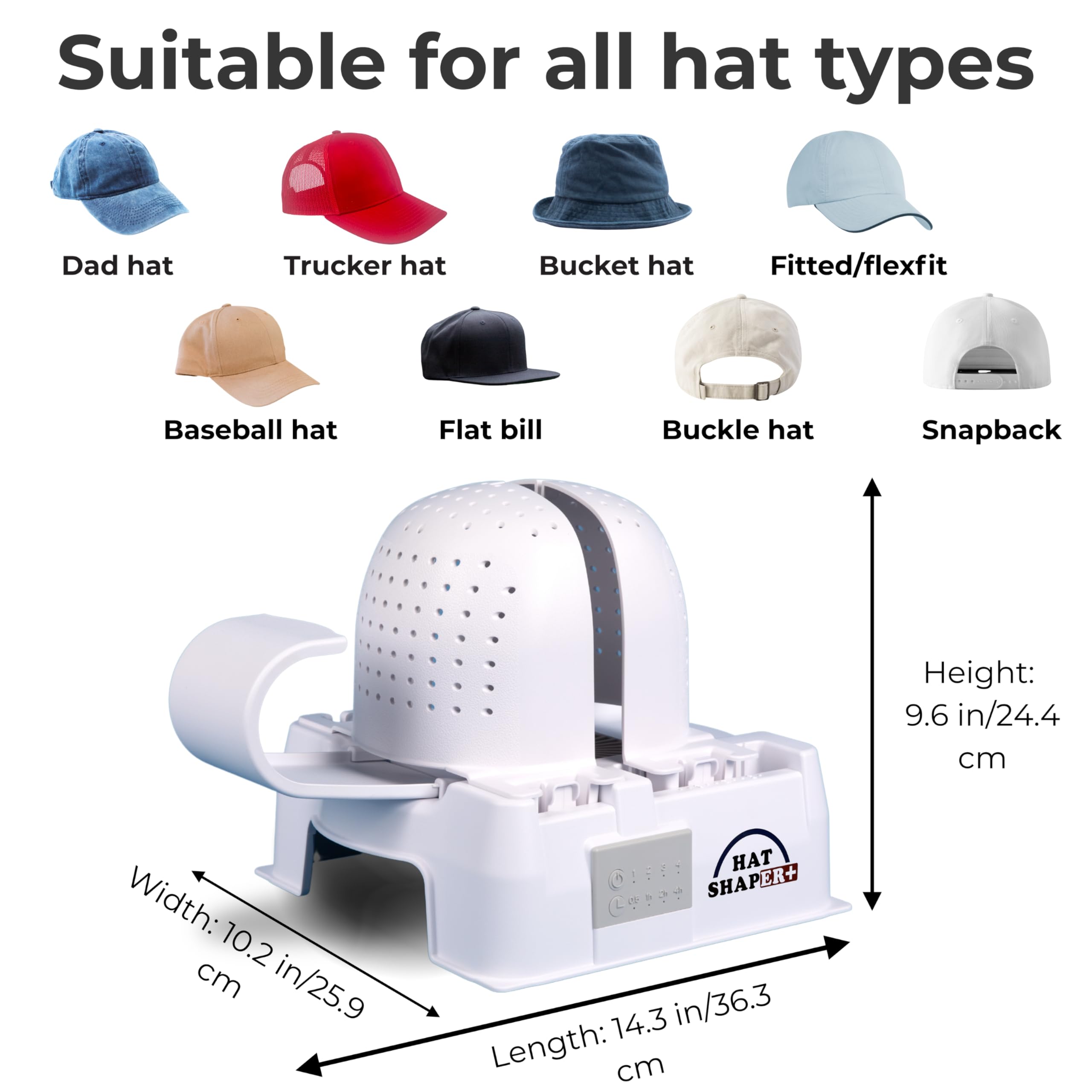 Danyco Adjustable Hat Shaper Machine with Stiffening Spray - Baseball Cap Shaper - Care Tool for Caps, Snapbacks, Fitted Hats - Fan Drying Tech for Shape Restoration & Preservation - Hat Gifts for Men