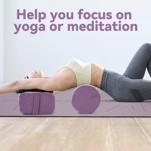 MABOZOO Yoga Bolster Set, Velvet Cover High Density Foam Pillows for Restorative Yoga and Meditation, Rectangular and Cylinder Bolster Pillow Meditation Cushion Pillow For Women Leg