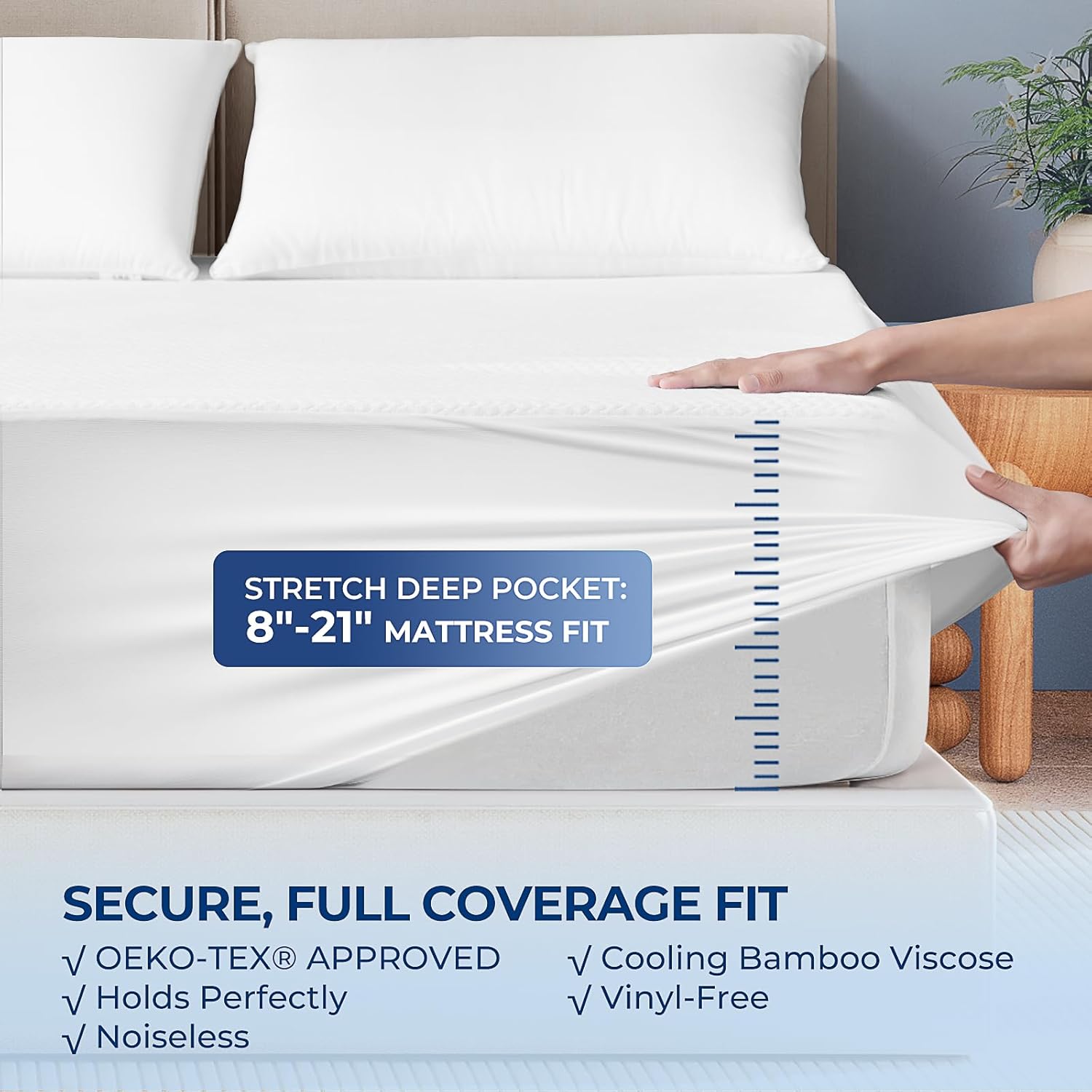 TASTELIFE Queen Size Mattress Protector - Waterproof & Breathable Cooling Cover | Ultra-Soft, Deep Pocket Fits 8-21”