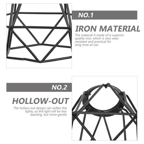 HOMSFOU Black Metal Cage Lamp Shade 3-Pack Wire Lamp Cover for Table Lamps and Ceiling Fixtures Industrial Style Home Decor 5.12 Inch Diameter