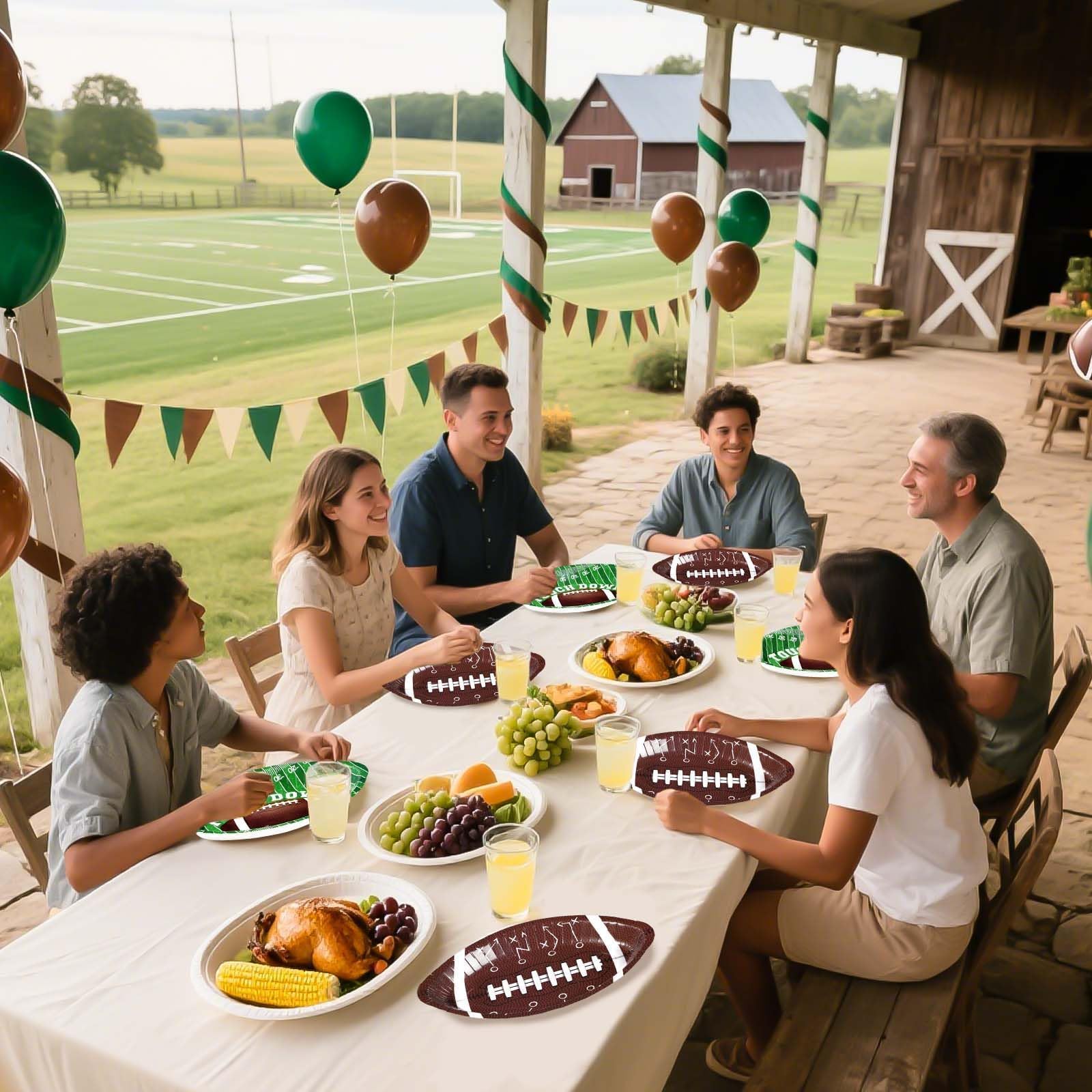 Grencian 100Pcs Football Party Plates 12.6" x 8.8" Heavy Duty Disposable Football Paper Plates for Gameday Sport Theme Tailgate Party Decorations