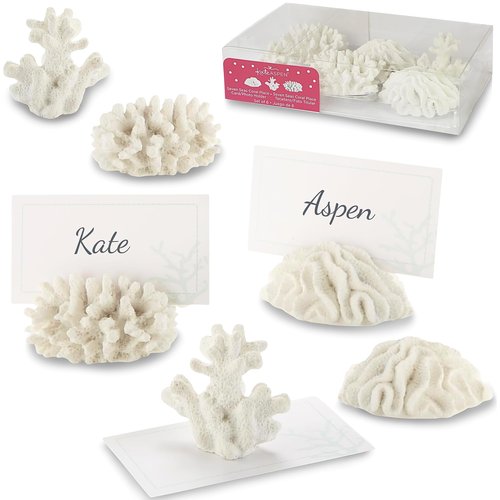 Kate Aspen Seven Seas Mini Coral Place Card Holders - Set of 6 Coastal Decor Mini Table Place Cards with Holders, Beach Wedding Decorations, Table Beach Decor, Under The Sea Party Decorations