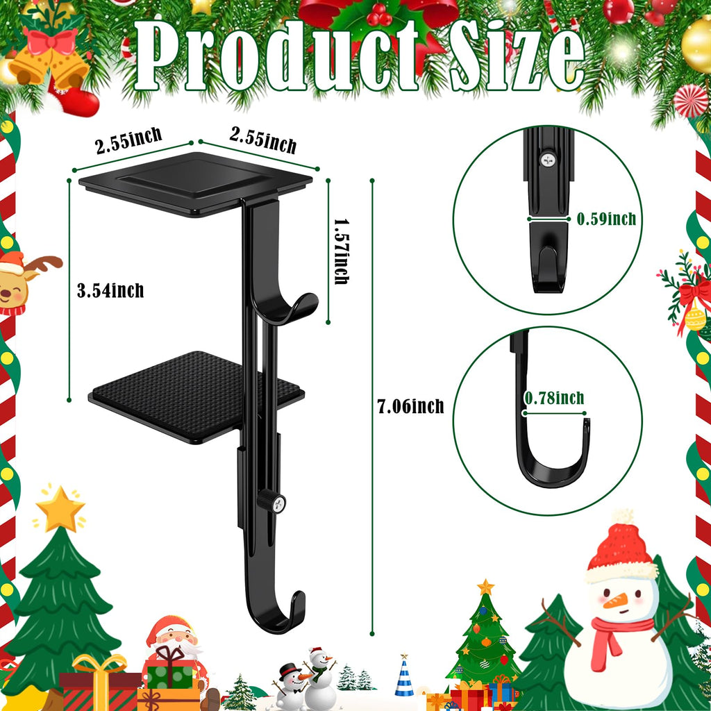 RGJ 6 Pack Christmas Fireplace Stocking and Garland Hanger, 2 in 1 Adjustable Mantle Garland Hanger, No Drill Stocking Holder Hanger for Mantle, Fits Mantles from 0.5" to 3.5" Thick