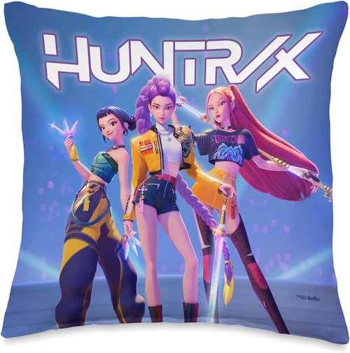HUNTR/X Kpop Demon Hunters Throw Pillow - Officially Licensed Design for Fans