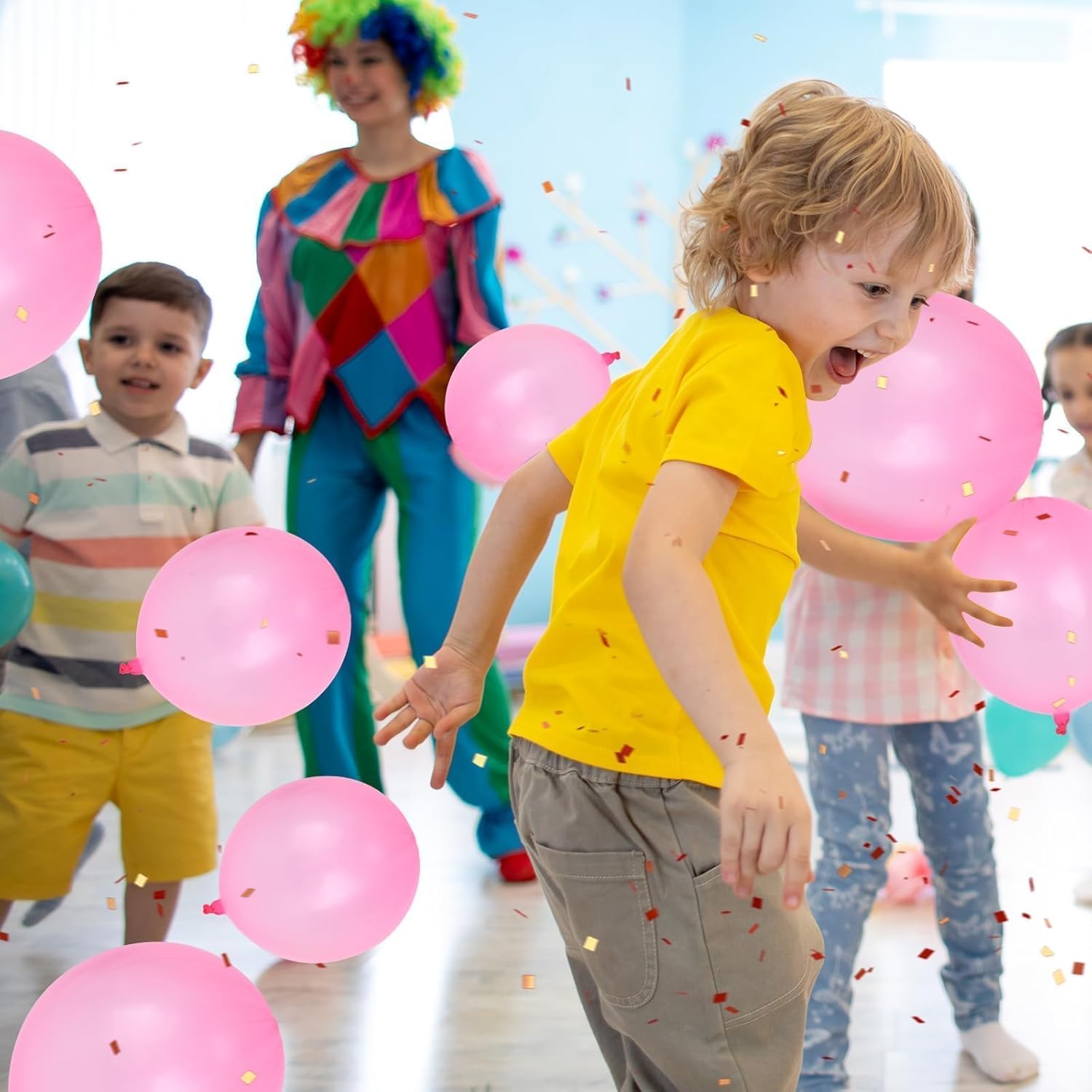 Skiennix 36 Pcs Pink Punch Balloons - Easy Grip Rubber Band Handle | Perfect for Kids’ Birthday Parties & Outdoor Fun
