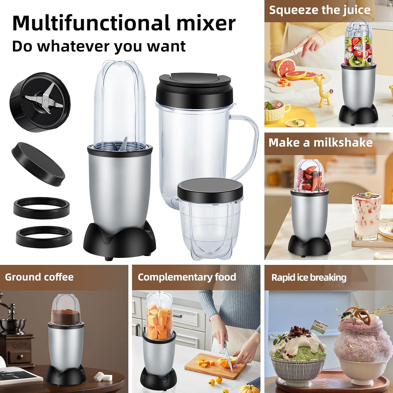 Panana Portable Personal Drink Mixer Blender - 18 Oz for Smoothies, Shakes & Food Prep | Includes Blending Blade & Extra Cups