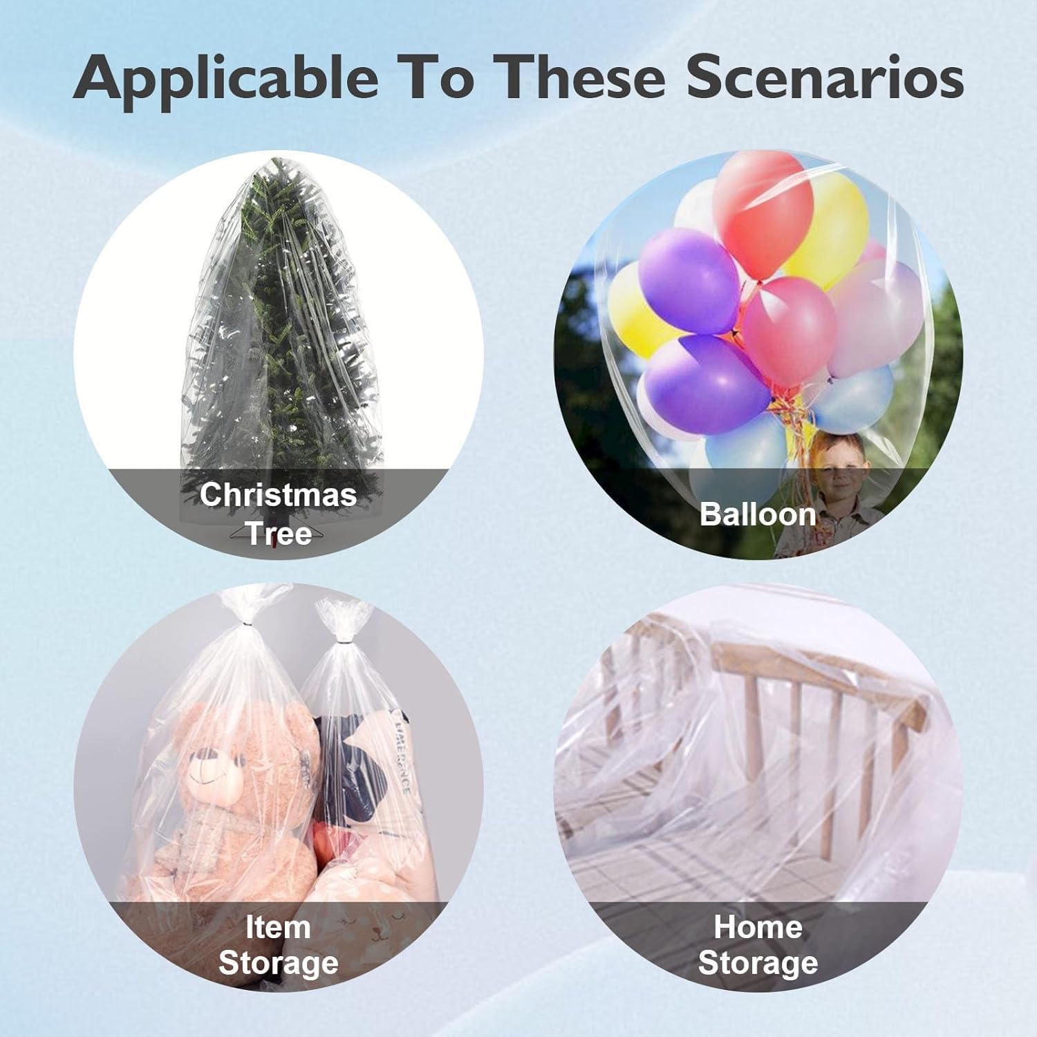 Skiennix Extra Large Clear Balloon Bags - 2 Pack Reusable Transport Bags for Decorations | 98 x 59 In