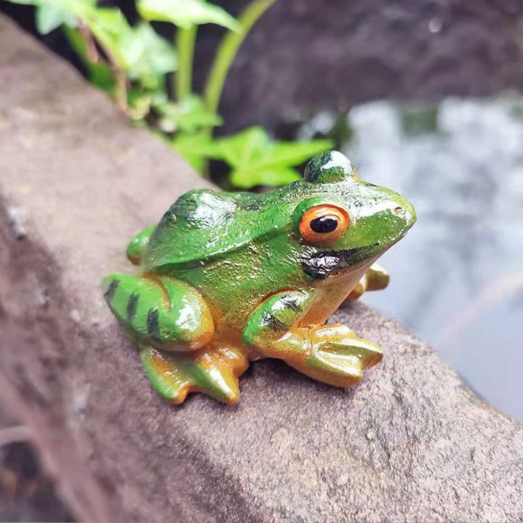 Skiennix Frog Statues - Miniature Resin Sculptures for Garden & Indoor Decor | 2 Pcs Set