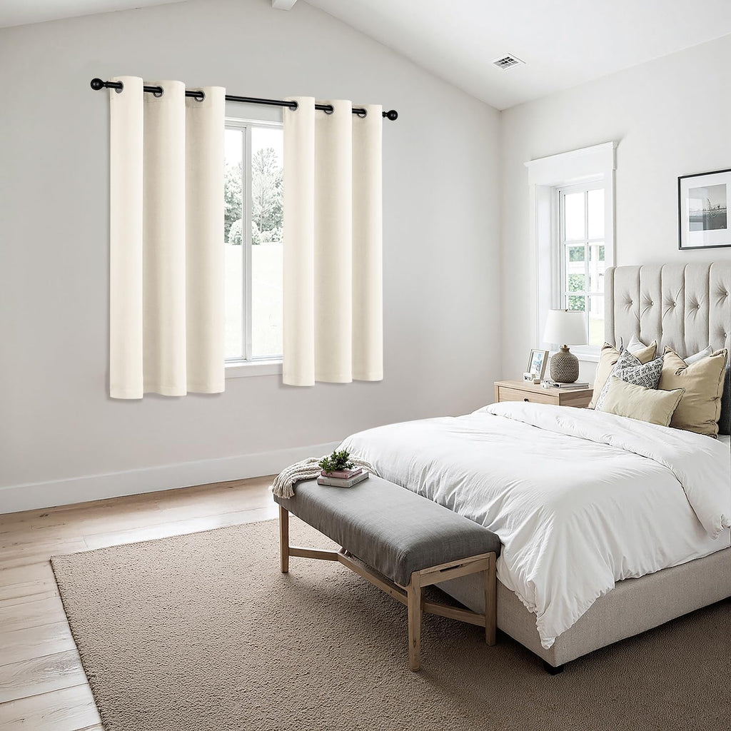 MIULEE Blackout Curtains - Thermal Insulated Room Darkening Drapes | 45-Inch Beige & White, 2 Panels