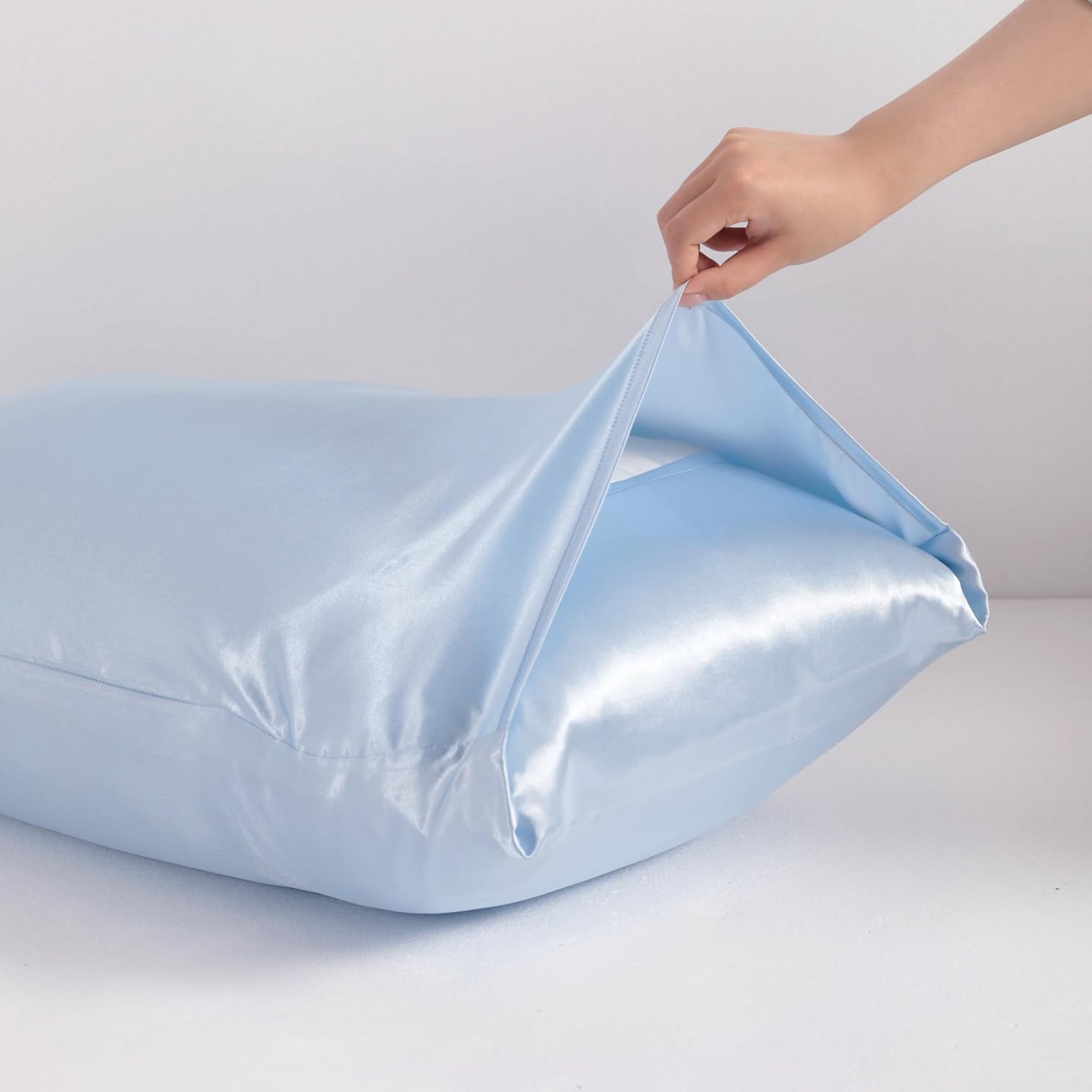 NTBAY Satin Pillowcases - Luxurious 2 Pack for Hair & Skin | Silky Envelope Closure, 20x26 Inches, Aqua
