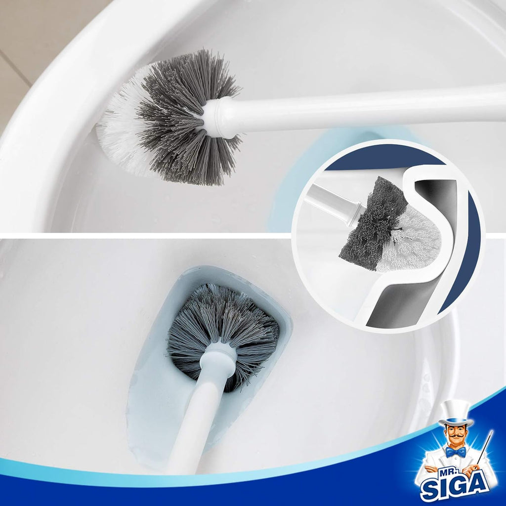 MR.SIGA Toilet Bowl Brush - Premium Quality with Solid Handle & Durable Bristles | White, 1 Pack