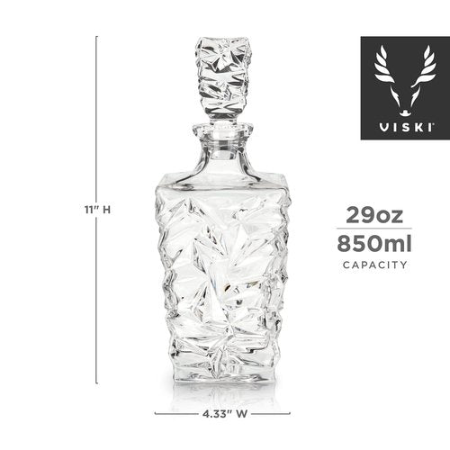 Viski Prism Whiskey Decanter with Stopper, Crystal Liquor Decanter for Bourbon, Scotch, Vodka, Spirits, Wedding Gifts, Man Cave Essentials, Elegant Home Bar Accessories, 29 oz (850 ml)