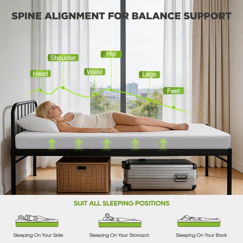 FDW 5-Inch Twin Mattress - Medium Firm Foam Support | Breathable, Removable Zipper Cover, CertiPUR-US Certified