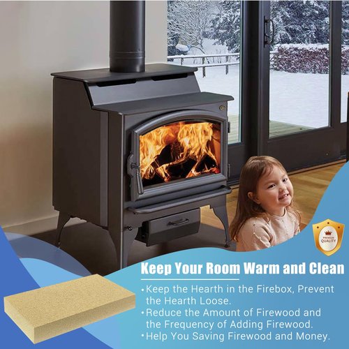 Protalwell Woodstove Firebricks, Fire Bricks, Size 9" X 4-1/2" X 1-1/4", High Temperature Resistant Fire Bricks Replacement for Wood Stoves, 24 Pieces