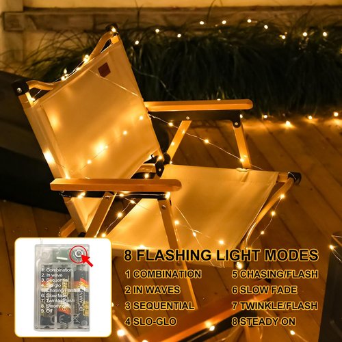 Fairy Lights | Battery Operated 16FT 50 LED Mini Twinkle Lights - Warm White, Waterproof, 8 Modes & Auto Timer