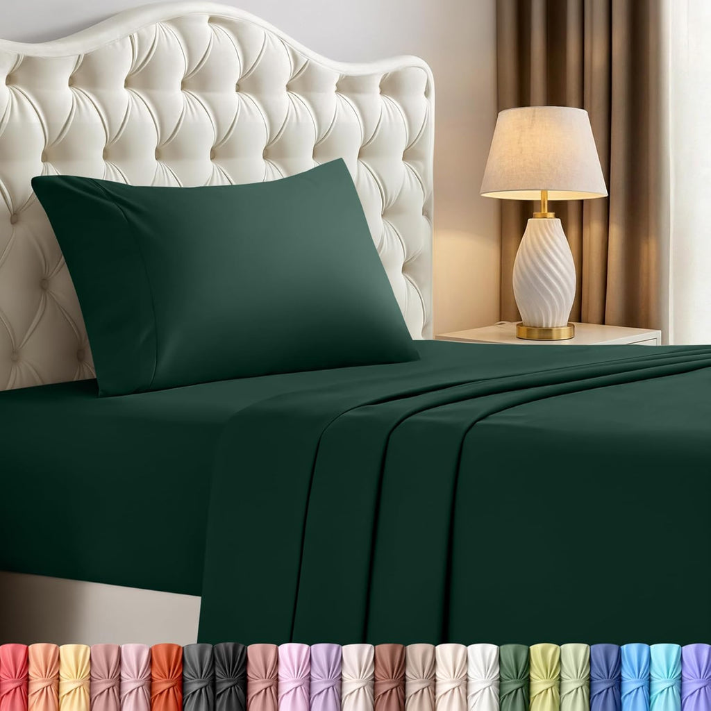 Utopia Bedding Twin Sheet Set - Soft Microfiber 3-Piece Bed Sheets for Twin Size Bed | Oeko-Tex Certified (Emerald Green)