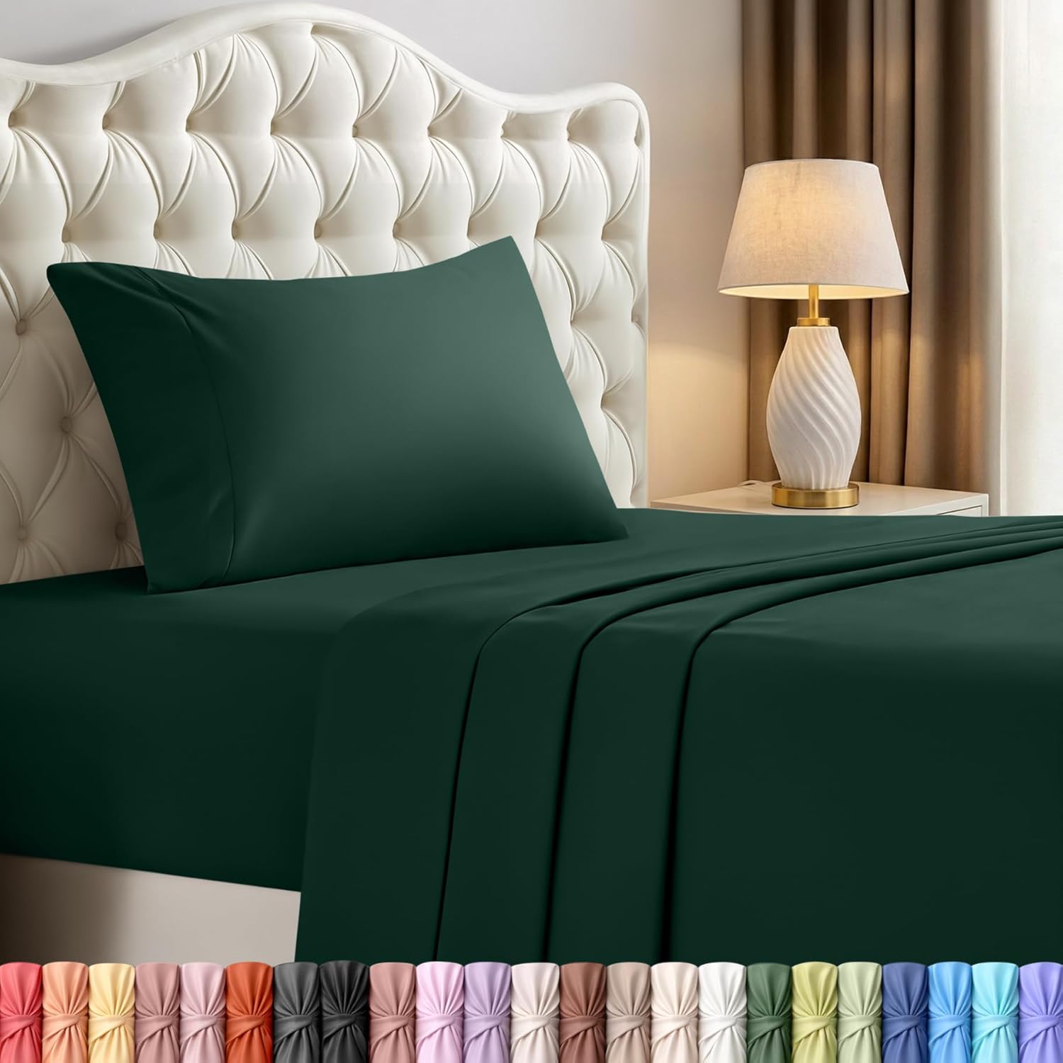 Utopia Bedding Twin Sheet Set - Soft Microfiber 3-Piece Bed Sheets for Twin Size Bed | Oeko-Tex Certified (Emerald Green)