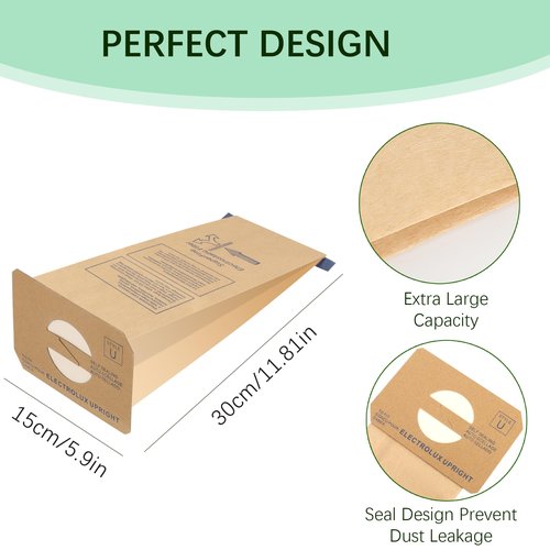 12 pack Upright Style U Vacuum Cleaner Bags made to fit for Electrolux
