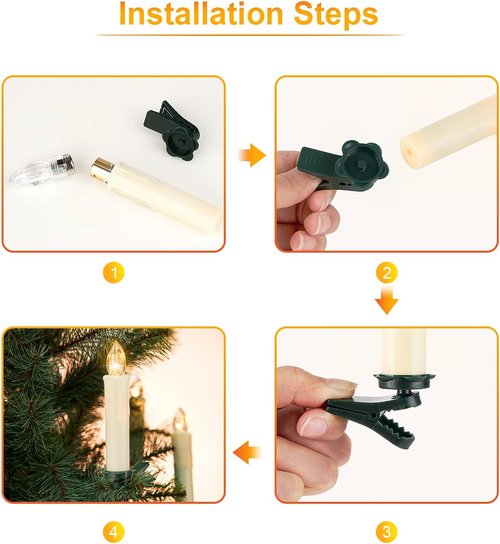 Daord Flameless LED Taper Candles - Battery Operated with Remote Timer | 30 PCS Ivory for Holiday Decor