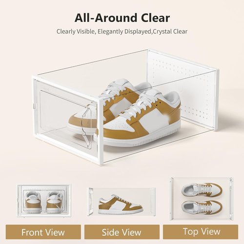 Kuject Large Shoe Storage Box - Stackable Organizer for Closet | Space-Saving Sneaker Container, 12 Pack