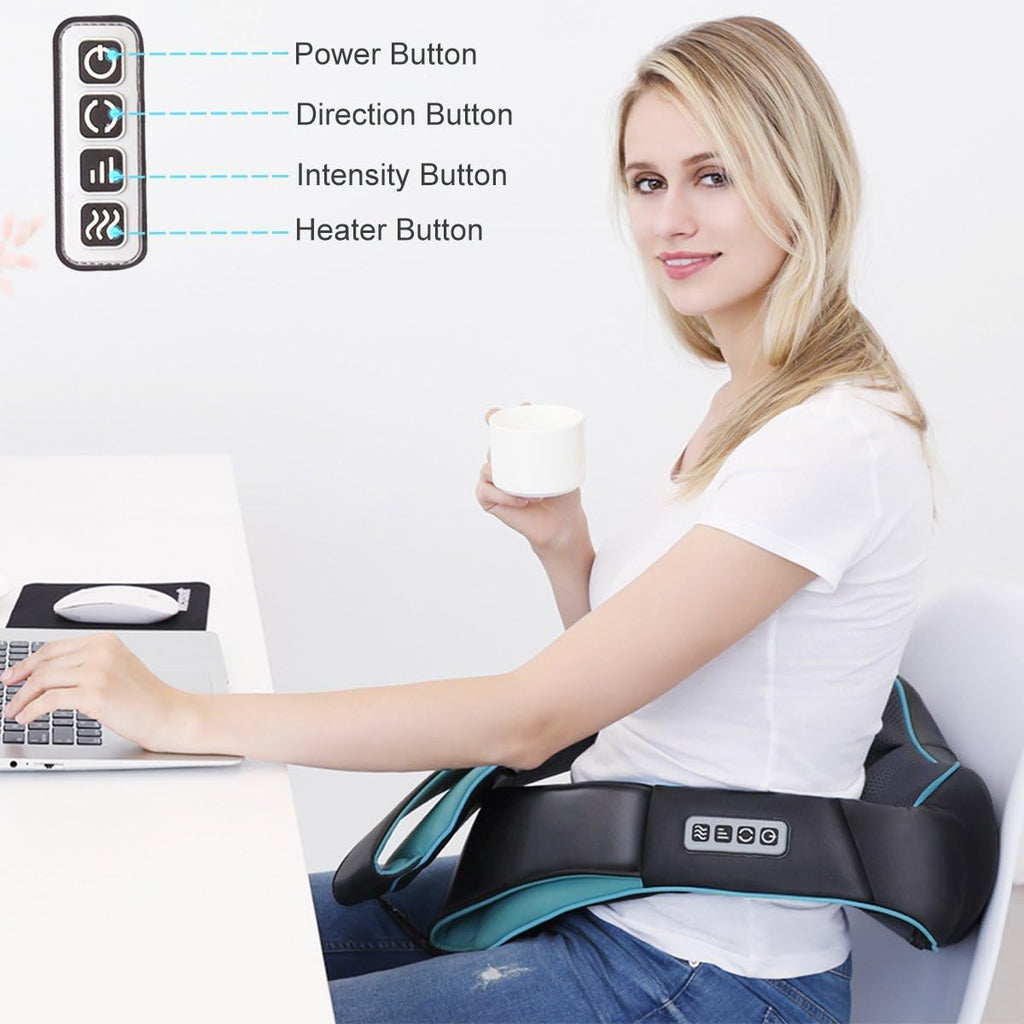 Mo Cuishle Shiatsu Neck and Back Massager with Heat - Electric 4D Deep Tissue Relief for All | Perfect Gift for Mom, Dad, and Loved Ones