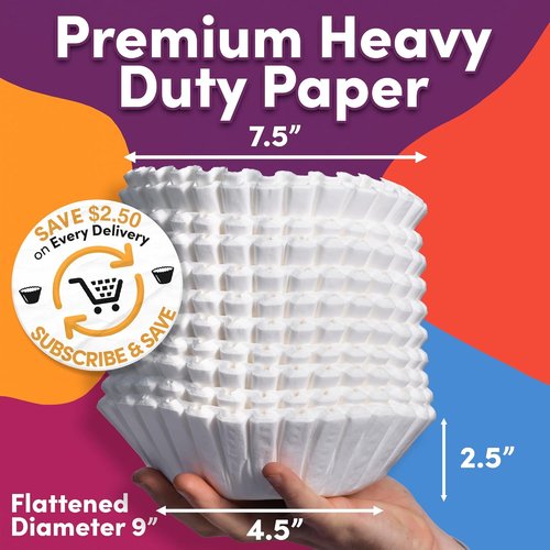 Bunn 12-Cup Coffee Filters - Heavy Duty Paper, No Overflow, Fits 6.5” Brew Baskets | 500 Count