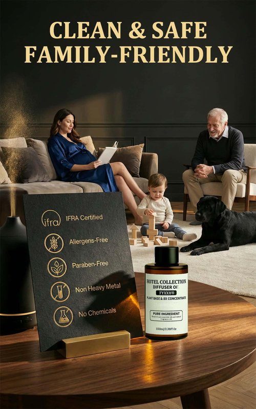 Hotel Diffuser Oil Inspired by Ritz-Carlton – Fragrance & Essential Oil Blend for Waterless & Cold Air Diffusers – Bergamot, Jasmine, Marine – Long-Lasting Aroma – Aromatherapy, Home, Spa – 3.38 Fl Oz