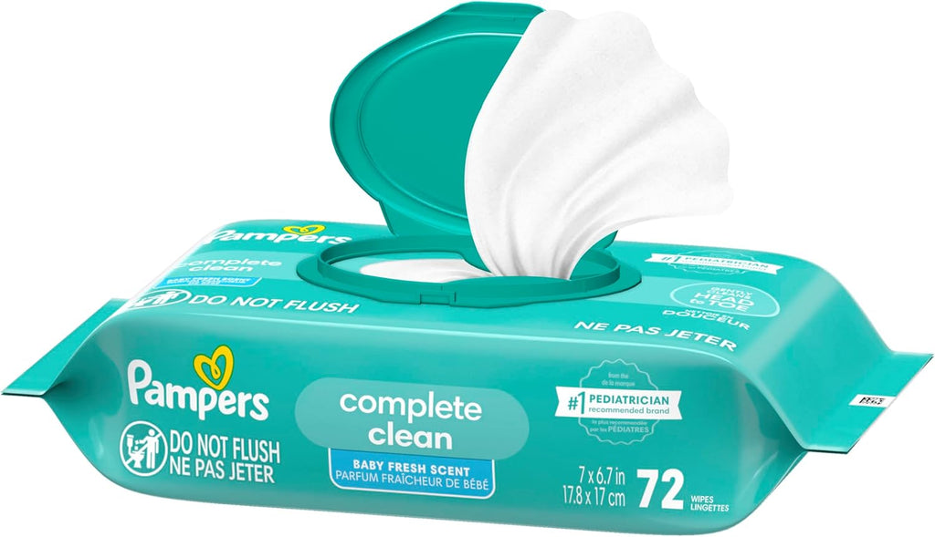 Pampers Baby Wipes - Complete Clean Fresh Scented Wipes for Gentle Head-to-Toe Care | 72 Count