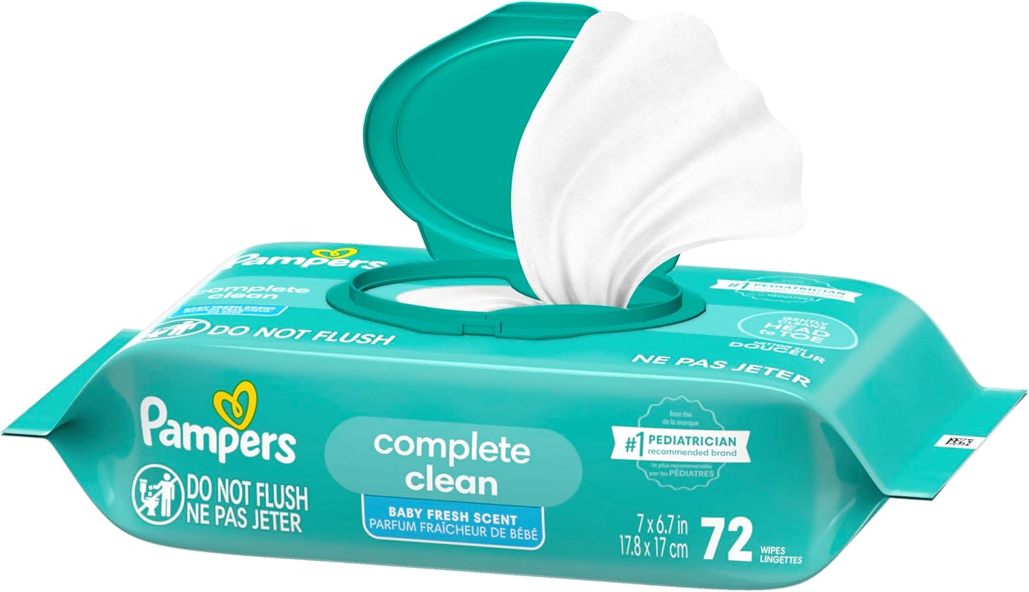Pampers Baby Wipes - Complete Clean Fresh Scented Wipes for Gentle Head-to-Toe Care | 72 Count