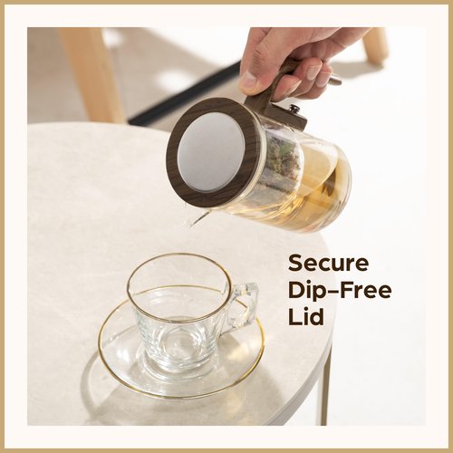 WOLTBLOOM Enchanti Tea Pot - Modern Glass Infuser Teapot - Water Separation Magic Teapot with Heat-Resistant Handle - Elegant Gift Box & Writable Card - Perfect for Loose Leaf Tea - 600 ML (20oz)