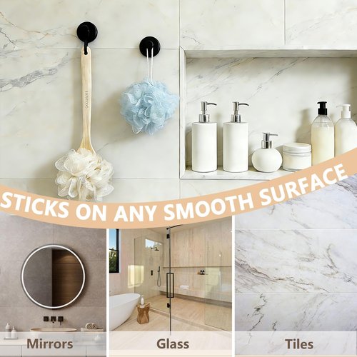 HiOKOU Wreath Hangers for Front Door Metal Suction Cup Hooks 2 Pack Removable Towel Hooks for Bathrooms Cup Hooks for Glass Window