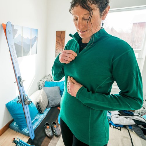 100% Merino Wool - Midweight Womens 1/4 Zip - Midlayer - Emerald Green - XX-Large