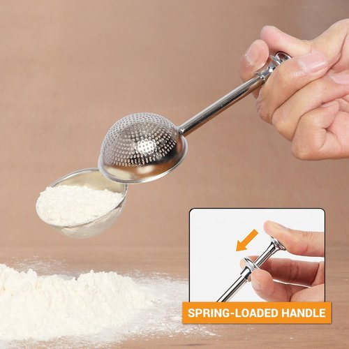 HULISEN Flour Duster - One-Handed 304 Stainless Steel Baking Shaker | Perfect for Powdered Sugar & Flour