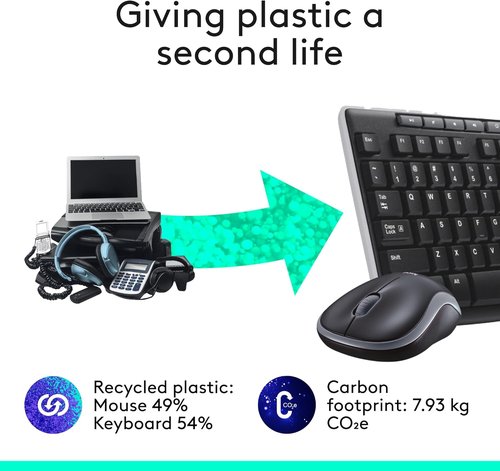 Logitech MK270 Wireless Keyboard and Mouse Combo - Compact Design, 2.4 GHz, 8 Multimedia Keys, Black