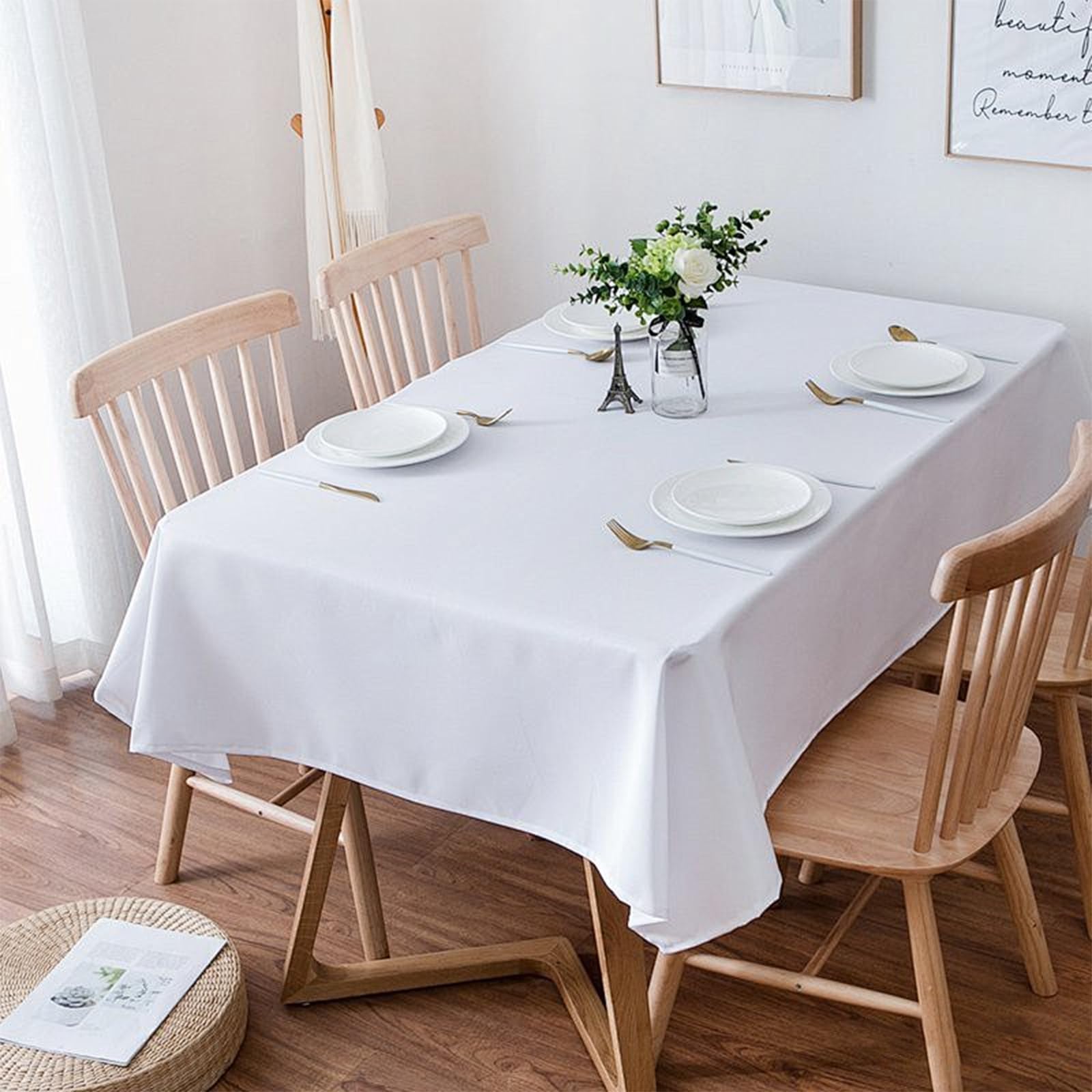 TUOTPE 10 Pack White Square Tablecloths, 60 x 102 Inch Stain Resistant and Wrinkle Polyester Fabric Washable Table Clothes Cover for 6 Foot Table, Wedding, Reception Banquet, Birthday Party