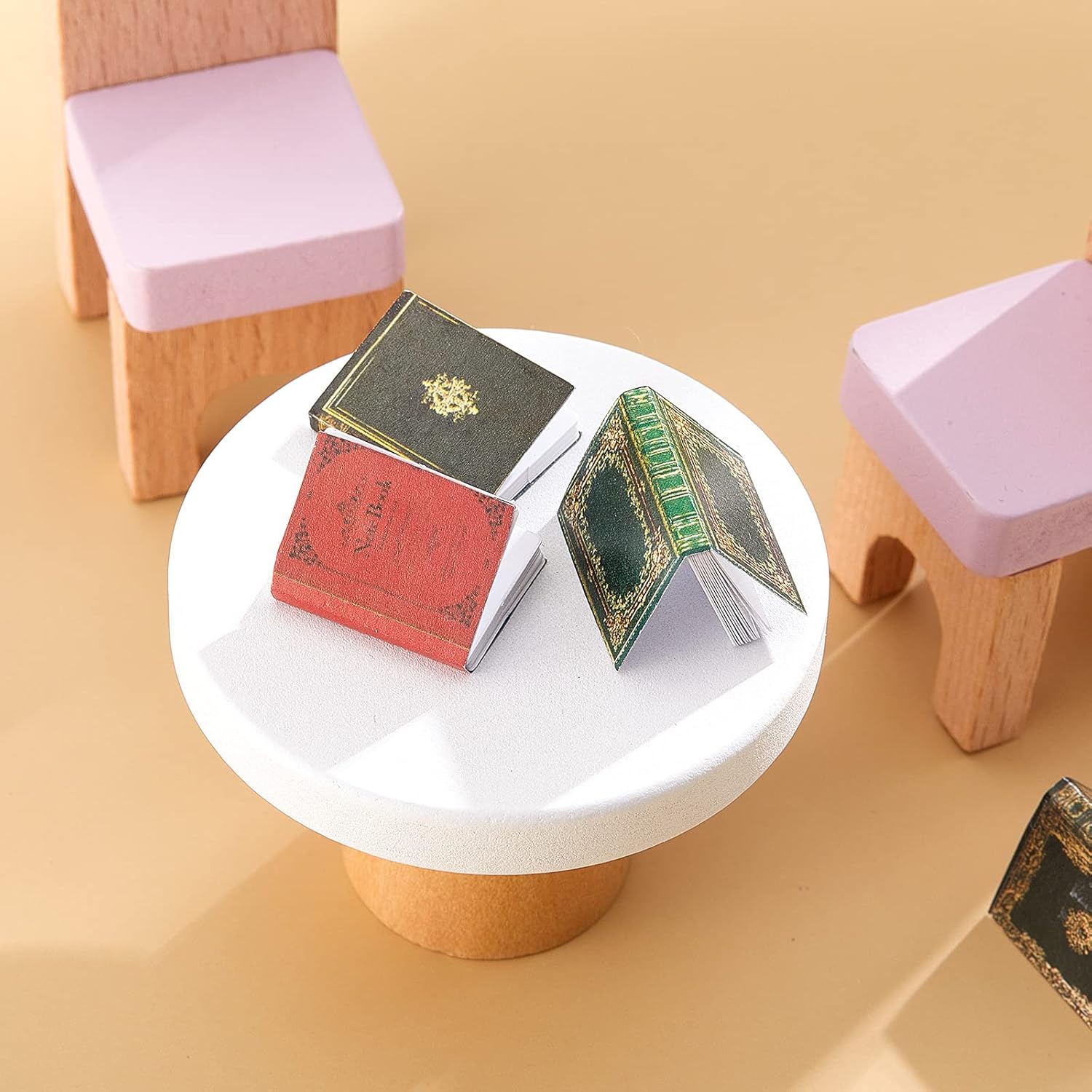 Skylety 24-Piece Miniature Dollhouse Books Set - Assorted Classic Style Accessories for Doll Toys
