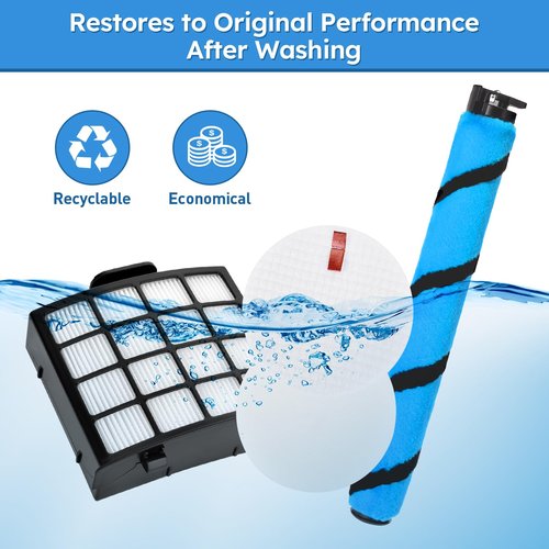 Attemart AZ2002 Filter Replacement for Shark Vertex DuoClean PowerFins AZ2000 AZ2002 UV2500 AZ2000W AZ2001AMZ Upright Vacuum, Part #1483FC2000 XHFAZ2000 XFFKAZ2000, 1 Brushroll, 2 + 6 Filters