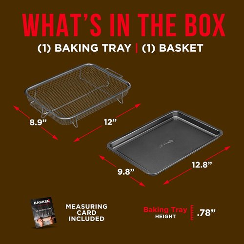 Bakken Swiss Air Fryer Tray - 2-in-1 Nonstick Crisper Basket | Dishwasher Safe, Extra-Large (9.5"x13", Gray)