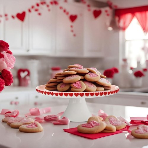 Lallisa 10" Ceramic Heart Cake Stand Pink Round Dessert Plate with Red Heart Edges Wedding Cake Pedestal Stand Display for Valentine's Day Birthday Wedding Party Decorating