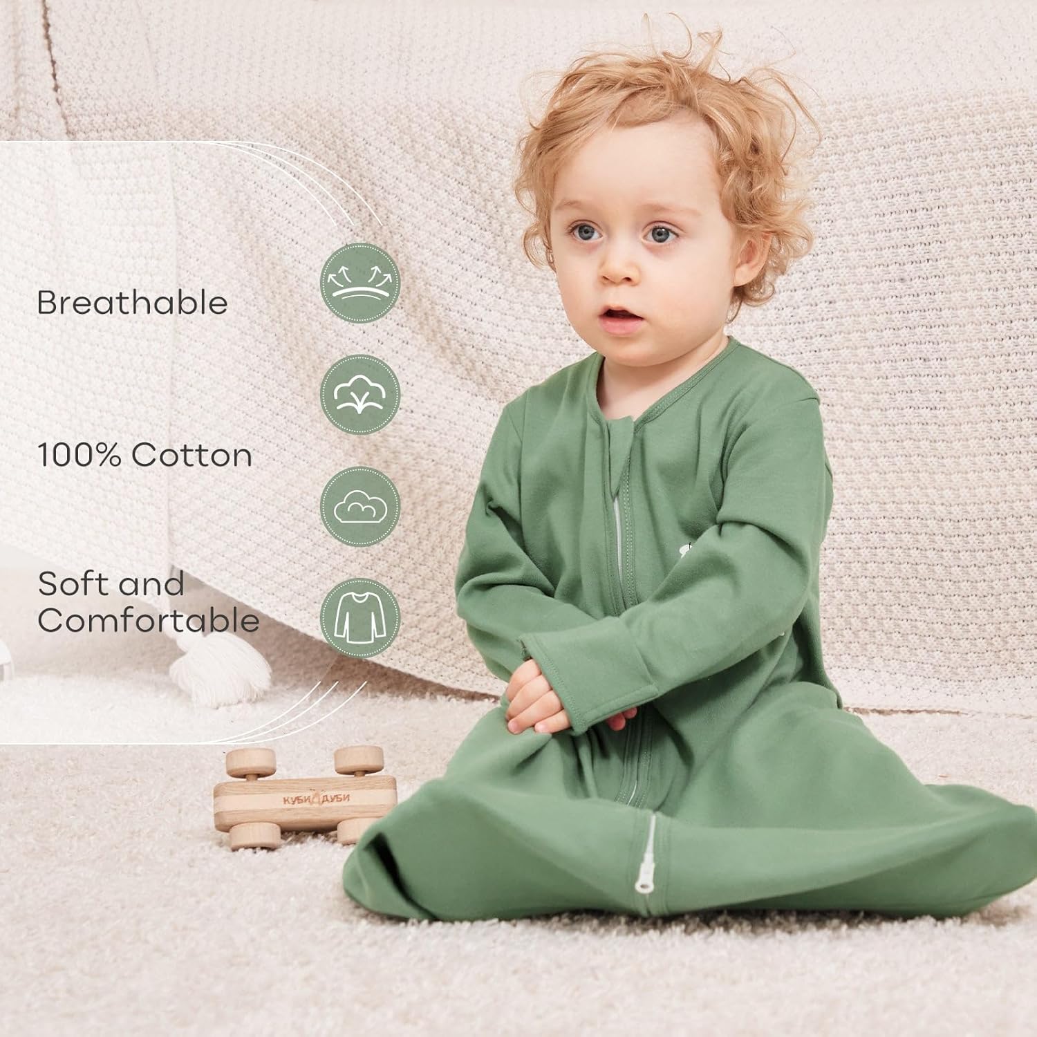 Yoofoss Baby Sleep Sack - 100% Cotton Long Sleeve Wearable Blanket | 0.5 Tog for Infants 6-12 Months