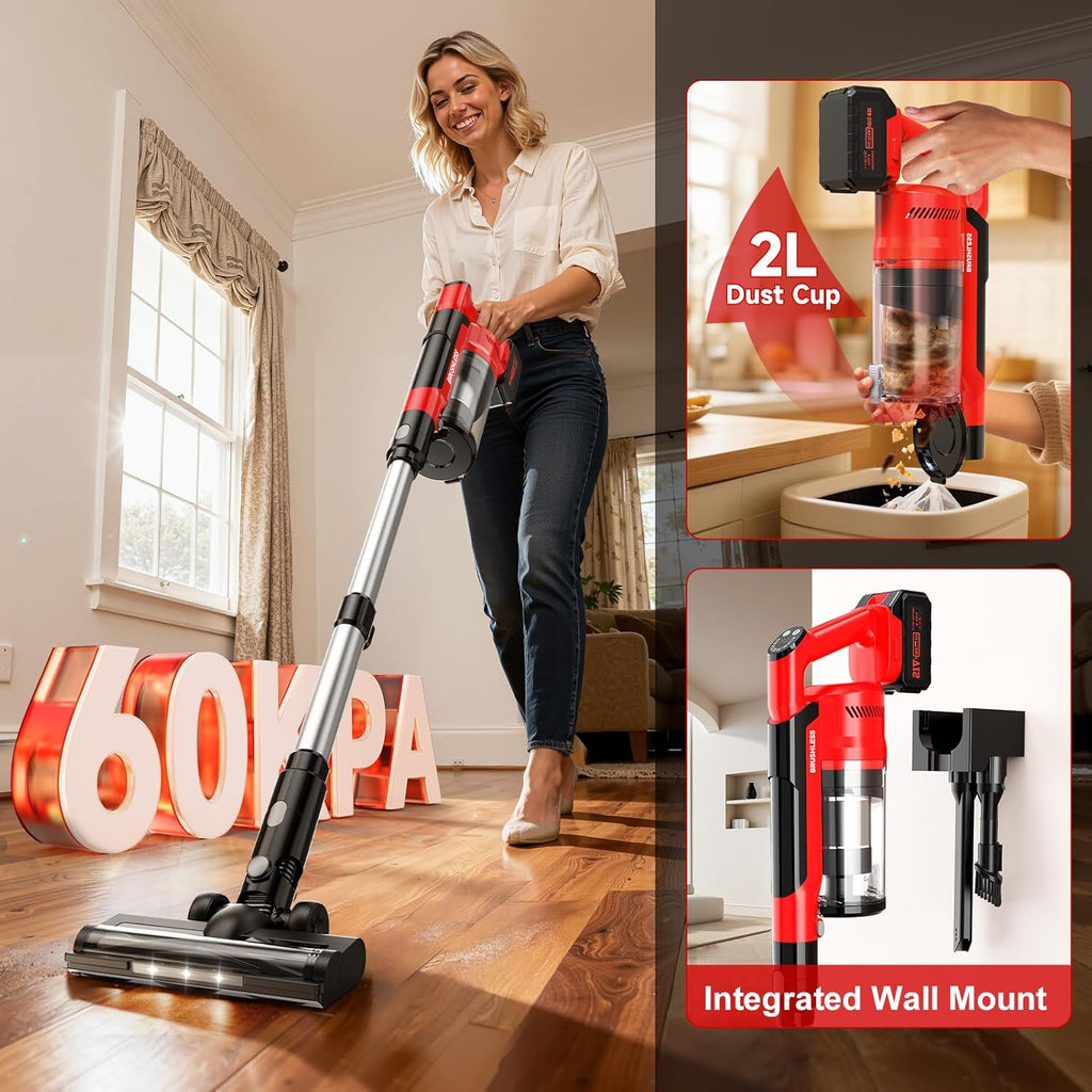Skiennix 700W Cordless Vacuum Cleaner - 6-in-1 Lightweight Stick with 3 Suction Modes | Portable for Pet Hair & Hardwood Floors