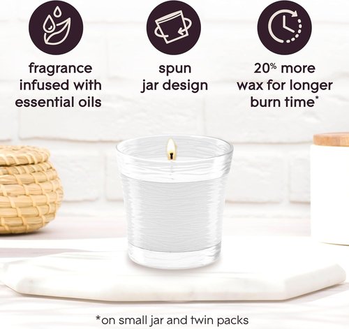 Glade Scented Candle Jar - Clean Linen Air Freshener with Essential Oils | 4.08 Oz