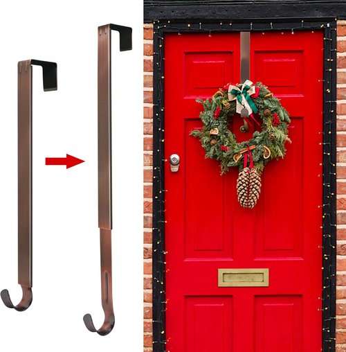Adjustable Wreath Hanger by [Brand Name] - Black Front Door Hook for 15 to 25 Inches | Supports 20 lbs