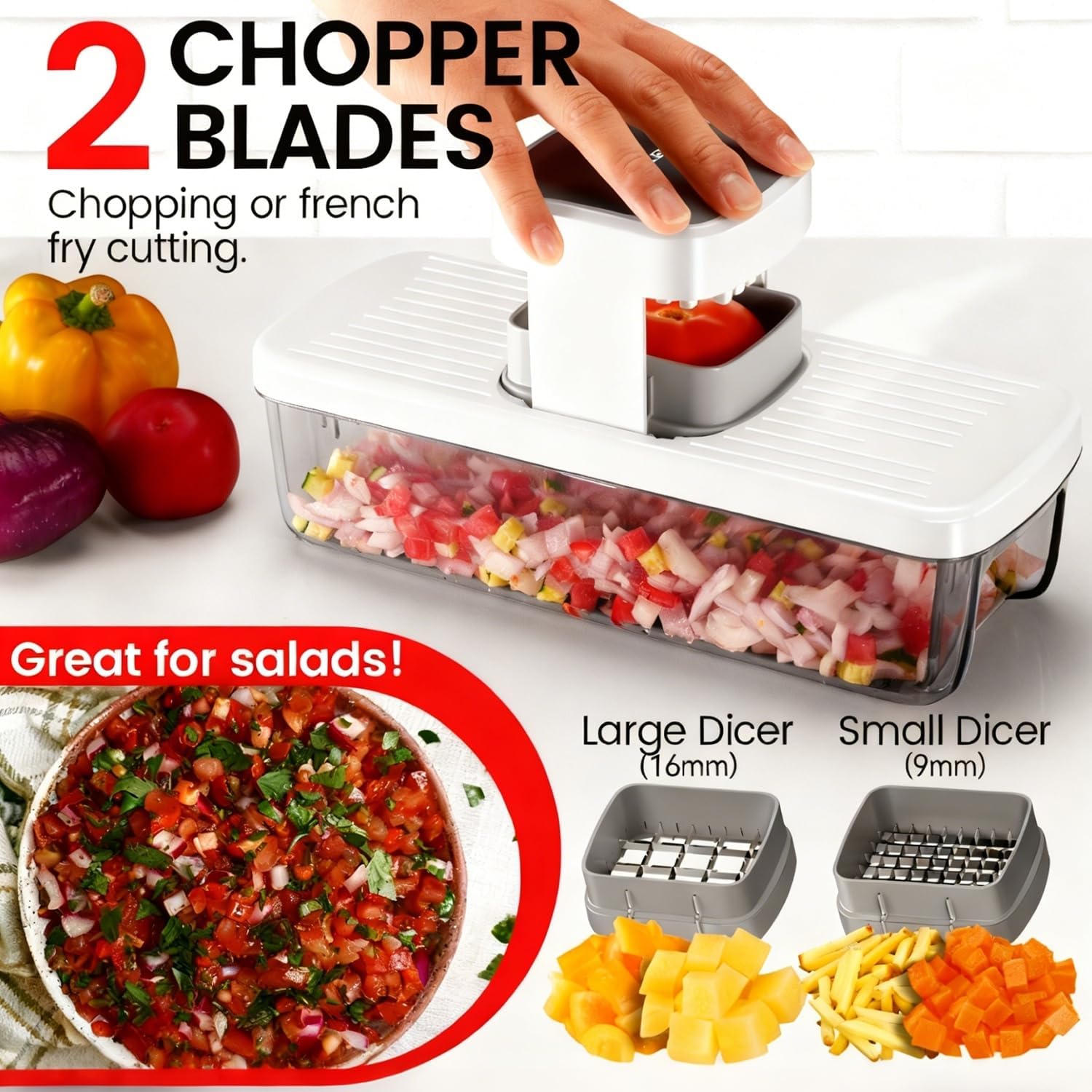 Skiennix 8-in-1 Vegetable Chopper Mandoline Slicer - 8 Blades for Easy Onion, Veggie & Fruit Cutting