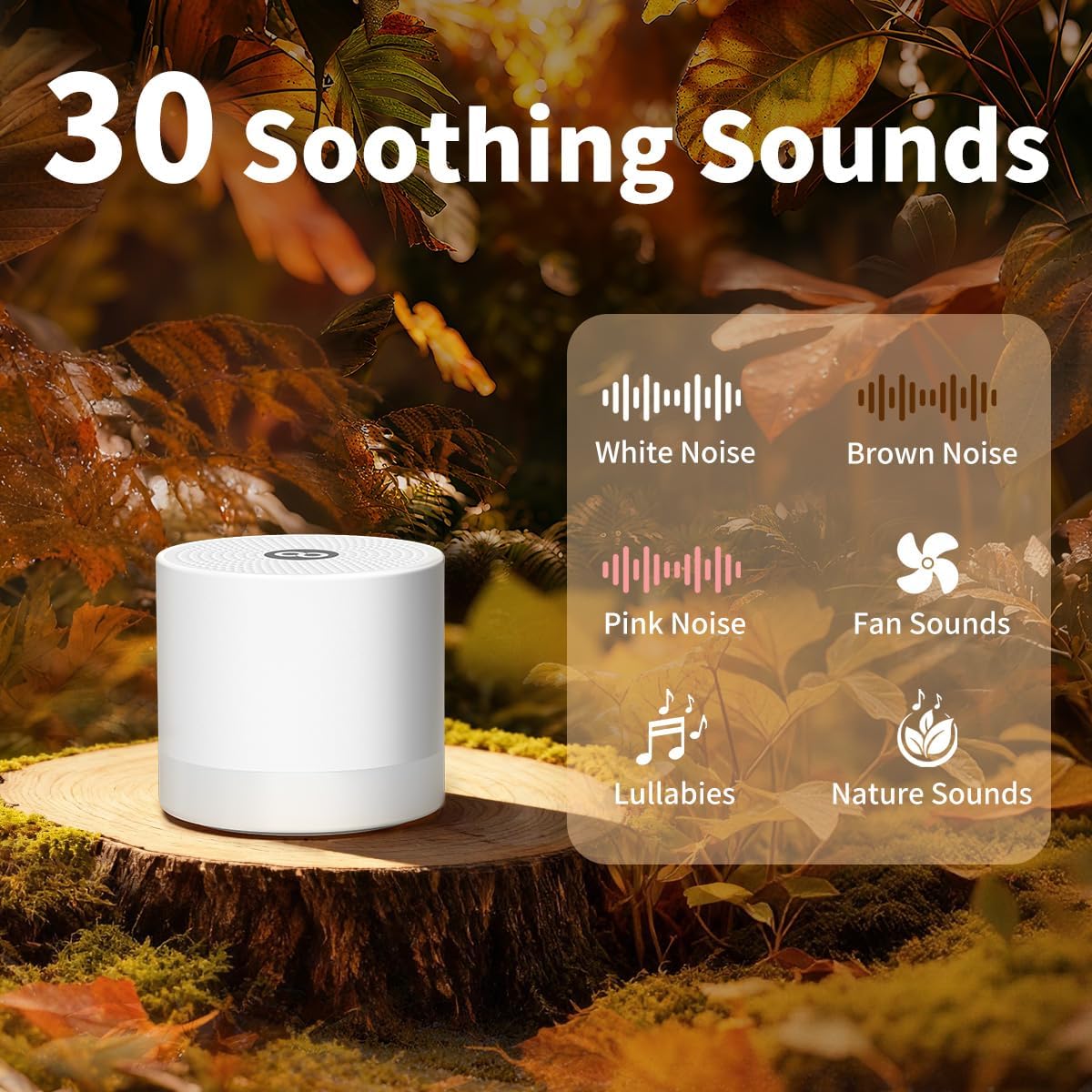 Sound Machine Mini - Portable White Noise Machine with 30 Soothing Sounds & Timers for Sleep