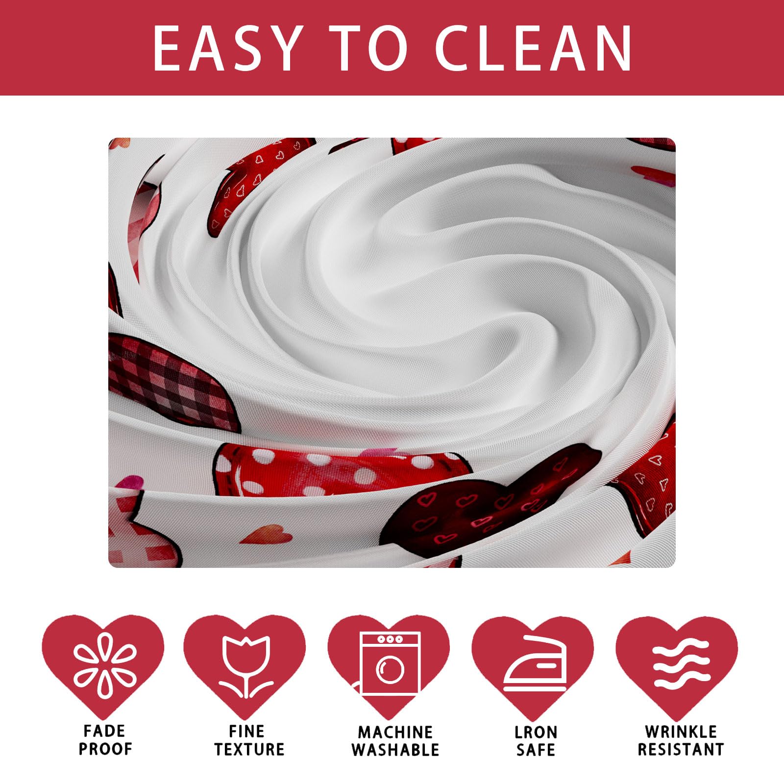 XCHI Love Hearts Valentine's Day Tablecloth Rectangle Table Cloth Washable Table Covers for Indoor Dining Home Party Decorations 60x84 Inch