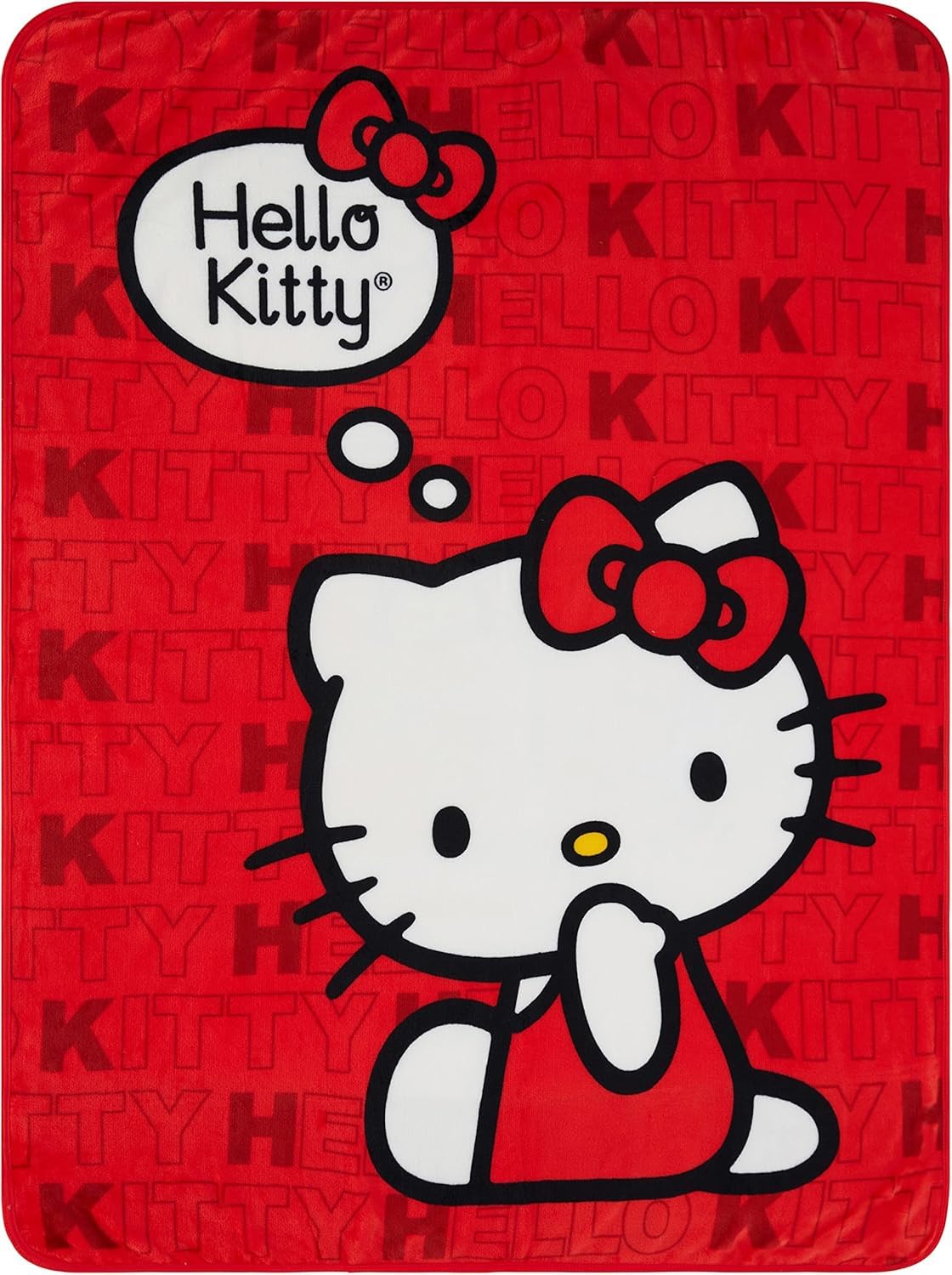 Sanrio Hello Kitty Sitting Pretty Throw Blanket 46" x 60" Soft Plush Fuzzy Fleece Blanket for Bed and Couch